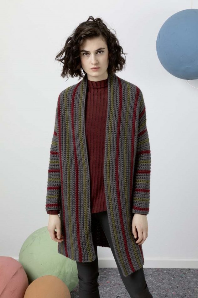 manteau au crochet pour femme en laine Stockholm Lang yarns