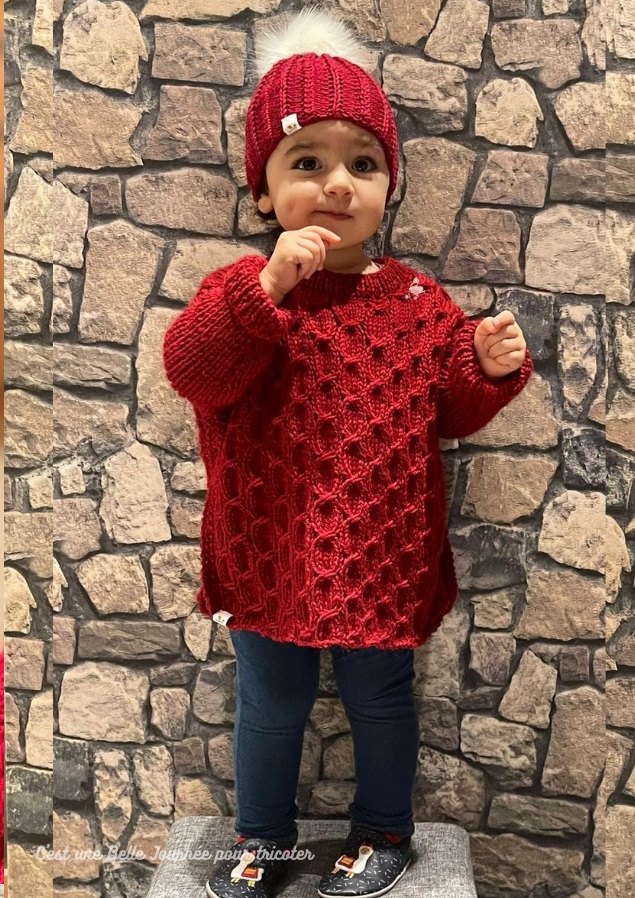 Poncho Première neige à tricoter 2 - 3 ans