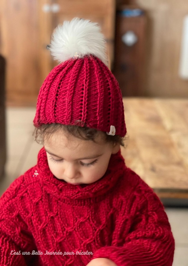 Poncho snood et bonnet à tricoter 2 - 3 ans